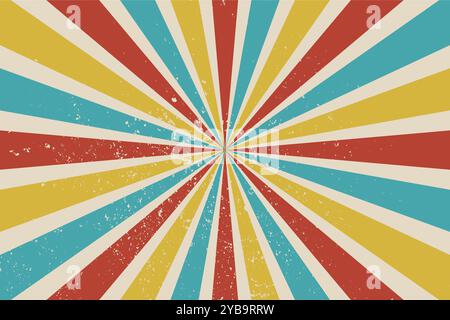 Vintage Colorful Grunge Retro Circus Rays Background Stock Vector