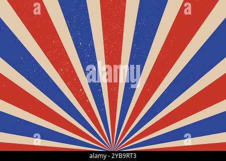 Red Blue American US Grunge Retro Striped Rays Background Stock Vector
