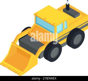Back hoe loader isometric icon. Digger machine Stock Vector