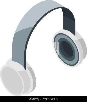 Headphones isometric icon. Audio device. Earphones symbol Stock Vector