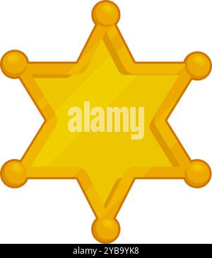 Sheriff golden star cartoon icon. Law symbol Stock Vector