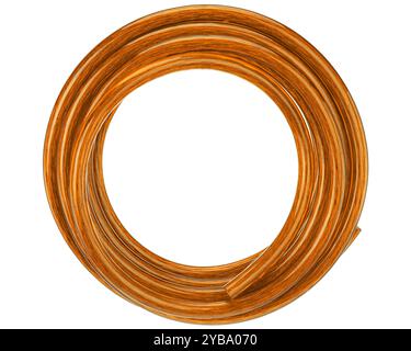 Coiled Copper Wire with Transparent Insulation Isolated on White Stock Photo