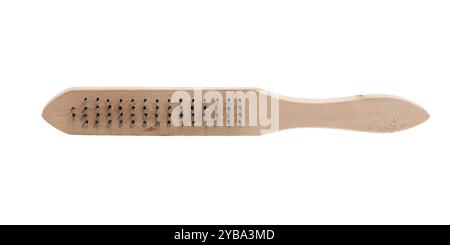 Wire brush wood front view Stock Photo