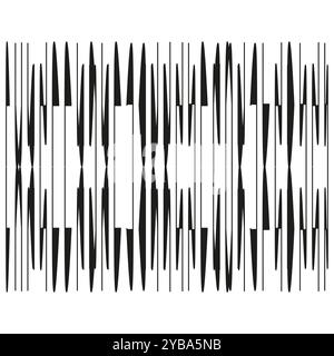 Abstract mirrored black vertical lines forming sharp blade like shapes in a symmetrical geometric pattern. Stock Vector