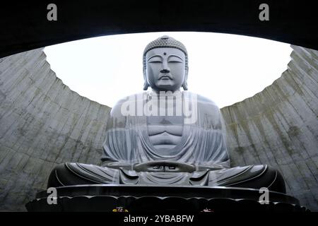 The Buddha statue in the Hill of the Buddha,the Buddhist Shrine designed by Tadao Ando at Makomanai Takino Cemetery.Sapporo,Hokkaido,Japan Stock Photo