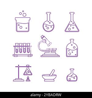 Best Science Lab Elements Collection Line Vector Stock Vector