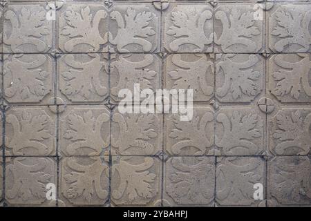 Close-up of decorative stone tiles with floral patterns, Copenhagen, Denmark, Europe Stock Photo
