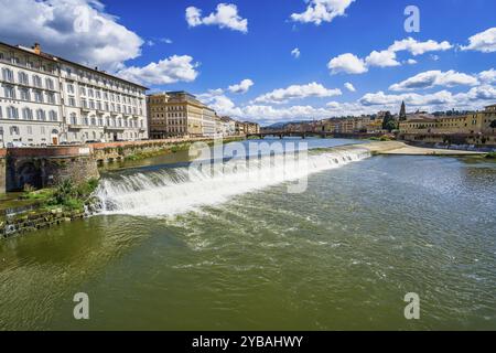 Pescaia di Santa Rosa weir, Florence, Tuscany, Italy, Europe Stock Photo