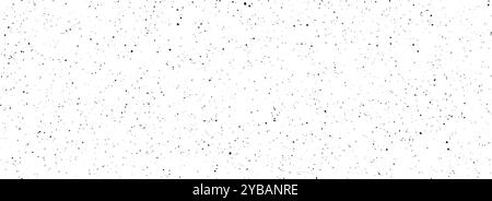 Black seamless speckle texture. Distress grunge grain dot background. Gritty dirt splash repeated pattern. Splattered grit overlay with drops, specks, flecks. Scuff weathered noise pattern. Vector Stock Vector