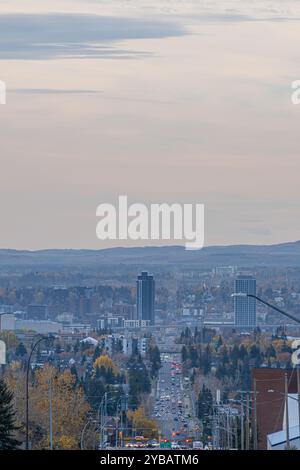 Early Morning Rush hour in downtown Calgary Alberta Stock Photo