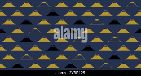 Simple seamless pattern, Fuji mount in golden and blue tones Stock Vector