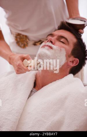 Man getting a shave Stock Photo