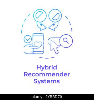 Hybrid recommender systems blue gradient concept icon Stock Vector