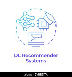 DL recommender systems blue gradient concept icon Stock Vector