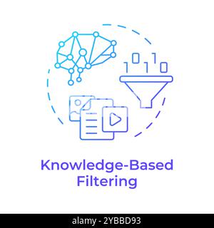 Knowledge-based filtering blue gradient concept icon Stock Vector
