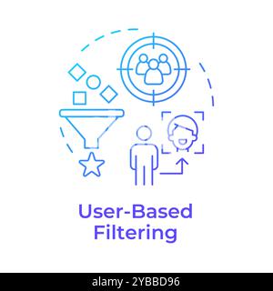 User-based filtering blue gradient concept icon Stock Vector