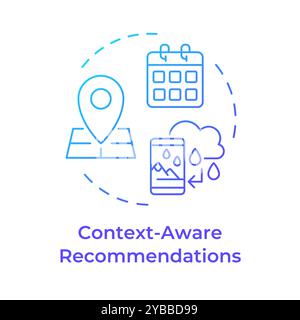 Context-aware recommendations blue gradient concept icon Stock Vector