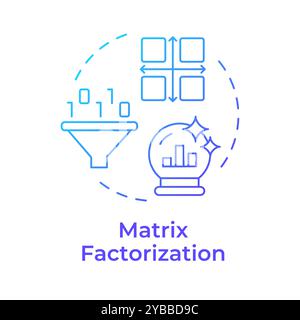 Matrix factorization blue gradient concept icon Stock Vector