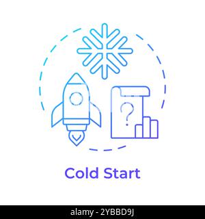 Cold start blue gradient concept icon Stock Vector