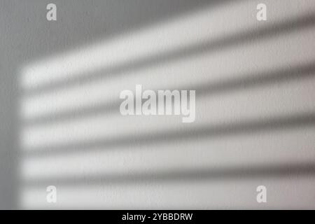 Black shadows on concrete wall. Shadow overlay effect. Scene of natural lighting. Blank background for design. Background for ideas. Stock Photo