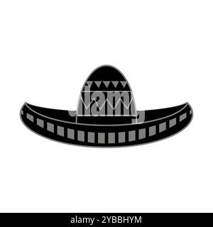 Vector Mexican sombrero with maracas. Cinco de mayo symbol isolated on white background. Stock Vector