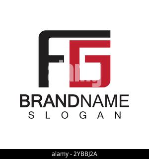 Alphabet Letters FG or GF logo design template Stock Vector