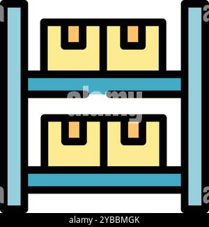 This vector icon of storage racks is perfect for projects related to warehousing, logistics, and inventory control Stock Vector