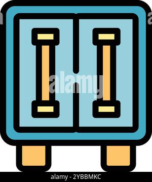 Simple cute and colorful icon of a toaster warming up two slices of bread, perfect for breakfast Stock Vector