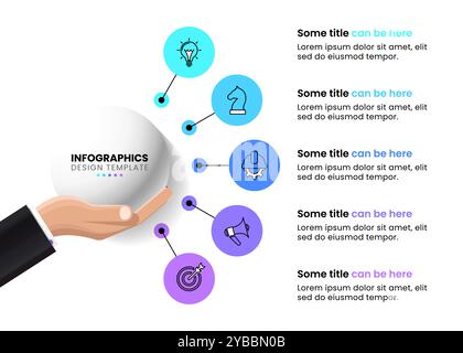 Infographic template with icons and 5 options or steps. Can be used for workflow layout, diagram, banner, webdesign. Vector illustration Stock Vector
