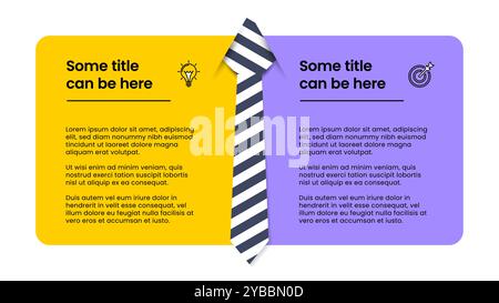 Infographic template with icons and 2 options or steps. Tie. Can be used for workflow layout, diagram, banner, webdesign. Vector illustration Stock Vector