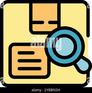 This vector uses color to illustrate a magnifying glass searching a parcel tracking code Stock Vector