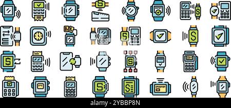 Nfc technology allowing shoppers to make secure and convenient payments using their smartwatches, simplifying transactions and enhancing shopping experiences Stock Vector