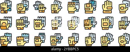 This set of working gloves icons is showing different types of hand protection for various professions Stock Vector