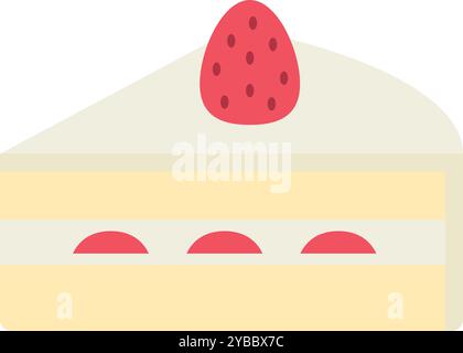 Flat design strawberry shortcake icon. Editable vector. Stock Vector