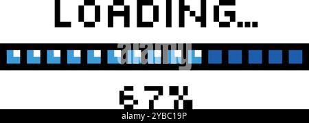 Loading element. Progress bar in pixel game style Stock Vector