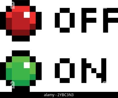 On off switch pixel art. Game ui retro element Stock Vector