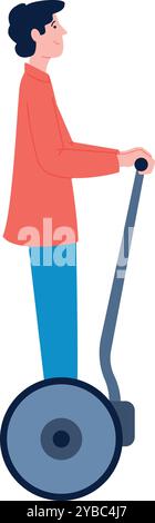 Man on segway. Urban personal transport on outdoor street Stock Vector