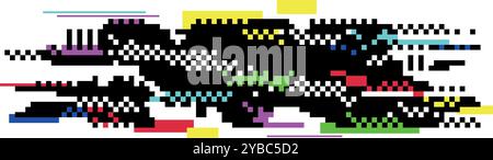 A colorful, pixelated image with a black background Stock Vector