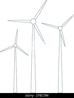 Wind turbine line icon. Power generator. Alternative energy Stock Vector
