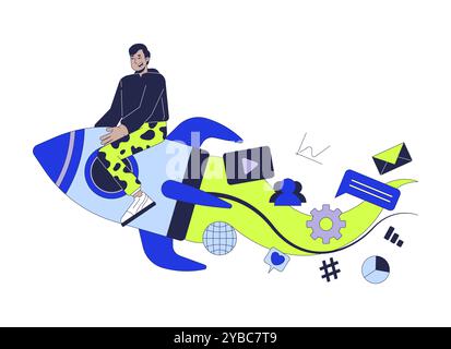 Effective digital marketing strategy 2D illustration concept Stock Vector