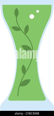 A green vase with a leafy design on it Stock Vector