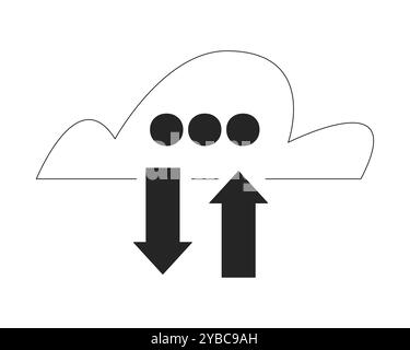 Cloud exchange black and white 2D line object Stock Vector