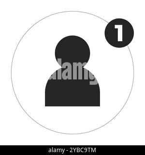 New follower notification black and white 2D line object Stock Vector