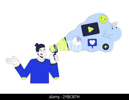Digital advertising 2D illustration concept Stock Vector