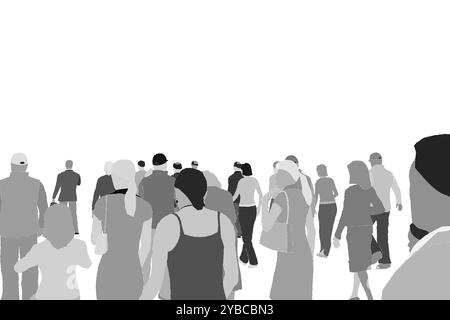 Crowd of people silhouettes. Exceptionally Large Crowd Of Silhouettes. Vector illustration Stock Vector