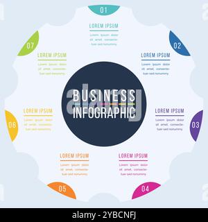 7 Options Infographic template 7 steps, objects, elements or options infographic business design Stock Vector