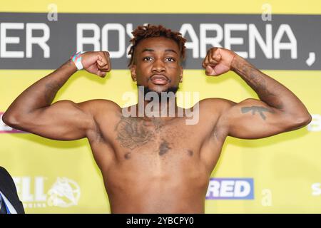 John Henry Mosquera during a weigh in at the Kachette, London. Picture date: Friday October 18, 2024. Stock Photo