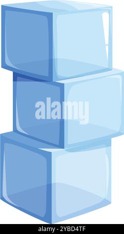 Three ice cubes are stacked on top of each other, creating a refreshing and cool visual Stock Vector