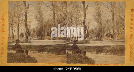 General View of Old Park, Fairmount Park, Philadelphia, Pennsylvania, about 1872. Stock Photo