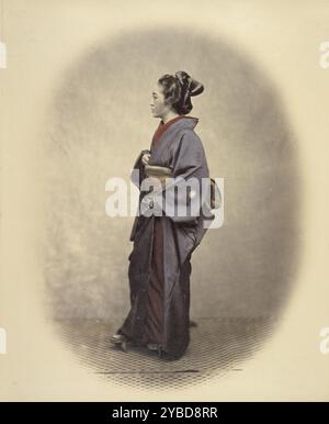 Japanese woman in profile, 1868-1880. Studio portrait of a